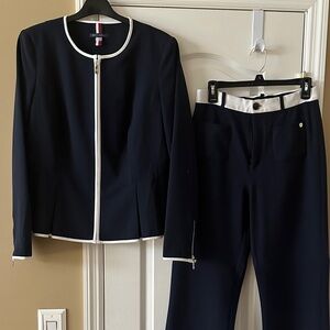 Tommy Hilfiger Navy Pantsuit with White Trim